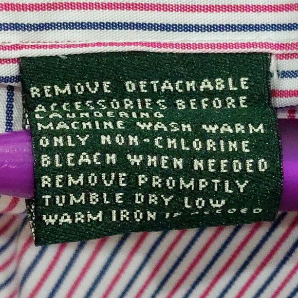 Lauren Ralph Lauren Men's 16 32/33 Non-Iron Shirt Red Blue Striped Business - Picture 5 of 10